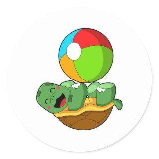 Turtle with Water polo Classic Round Sticker