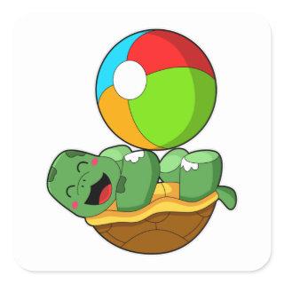 Turtle with Water polo Square Sticker