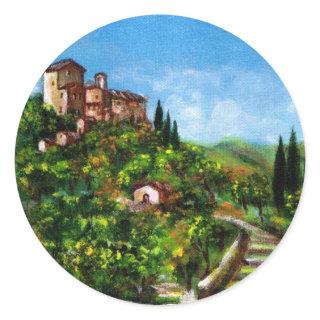 TUSCANY LANDSCAPE 3 CLASSIC ROUND STICKER