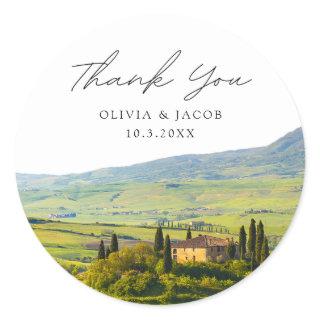 Tuscany Wedding Favor Photo Thank You Classic Round Sticker
