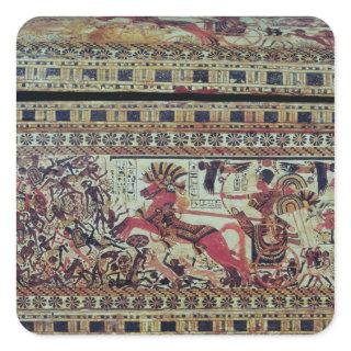 Tutankhamun  on his chariot attacking Africans Square Sticker