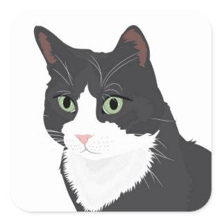 Tuxedo Cat Square Sticker