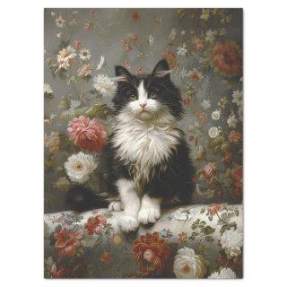 Tuxedo Cat Vintage Decoupage Tissue Paper