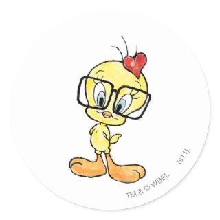 TWEETY™ Nerd Classic Round Sticker