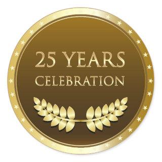 Twenty Five Years Celebration Gold Classic Round Sticker