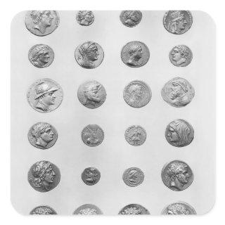 Twenty four coins square sticker