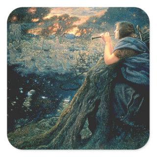 “Twilight Fantasy” by Edward Robert Hughes Square Sticker