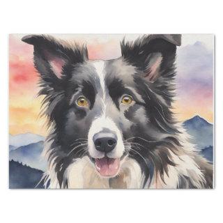 Twilight Harmony: Border Collie Decoupage Tissue Paper