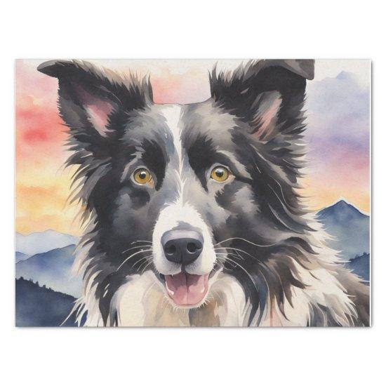 Twilight Harmony: Border Collie Decoupage Tissue Paper