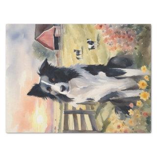 Twilight Harmony: Border Collie Decoupage Tissue Paper