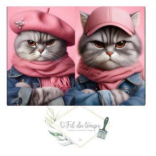 Twin Cat Trouble Makers pair decoupage Paper