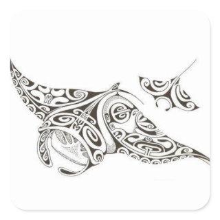 twin rays manta-rays square sticker