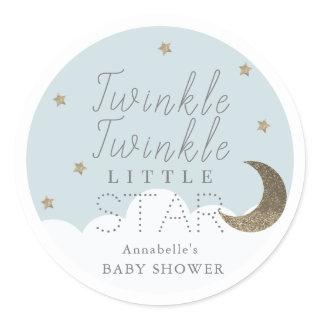 Twinkle Little Star Blue Baby Shower Classic Round Sticker