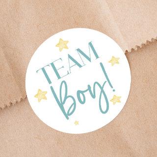 Twinkle Little Star Team Boy Blue Gender Reveal Classic Round Sticker