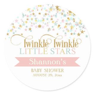 Twinkle Little Stars Twins Baby Shower Any Color Classic Round Sticker