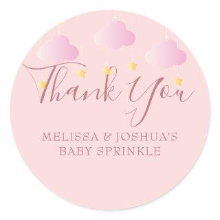 Twinkle Twinkle Baby Shower Thank You Pink Classic Round Sticker