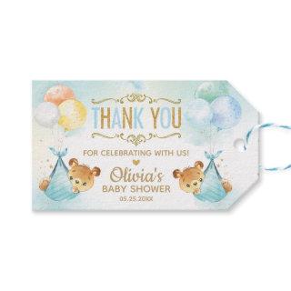 Twins Baby Boys Cute Bears Balloons Baby Shower  Gift Tags