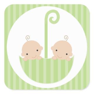 Twins Baby Shower Square Sticker