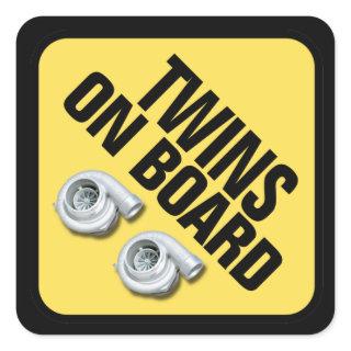 Twins on Board - Twin Turbo Square Sticker