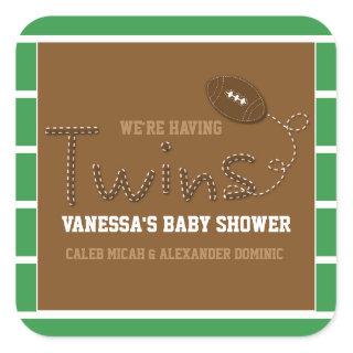 TWINS Typography Football Baby Shower Sticker