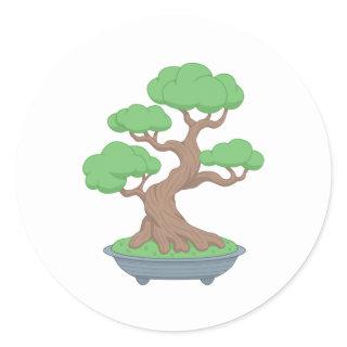 Twisted Japanese Bonsai Tree Classic Round Sticker