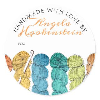Twisted yarn crochet hook handmade with love label