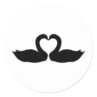 two black swans icon classic round sticker