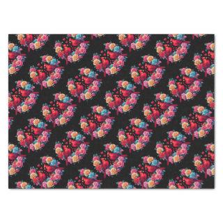 Two Cardinals with Colorful Roses and Hearts Tissue Paper