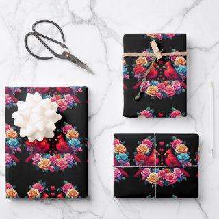 Two Cardinals with Colorful Roses and Hearts  Sheets