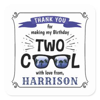 Two Cool Boys 2nd Birthday Party Favor Square Sticker