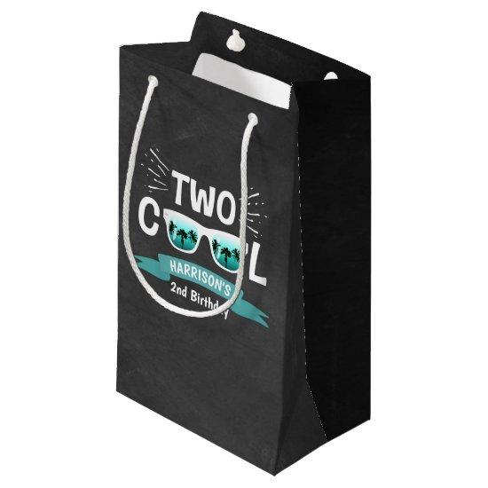 Two Cool Boys Chalkboard 2nd Birthday Party Small Gift Bag