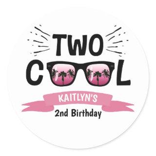 Two Cool Girls 2nd Birthday Classic Round Sticker