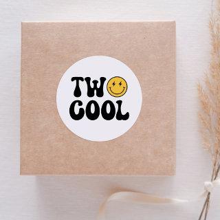 Two Cool Retro Happy Face 2nd Birthday Classic Round Sticker