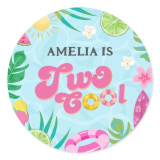 Two cool tropical pool summer 2nd Birthday Classic Round Sticker