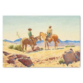 Two Cowboys on Horses by Maynard Dixon Tissue Paper