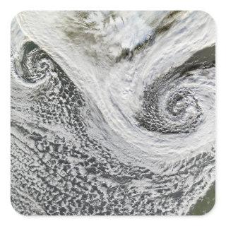 Two cyclones formed in tandem south of Iceland Square Sticker