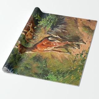 Two Deer And Cute Fawn In The Forest Decoupage