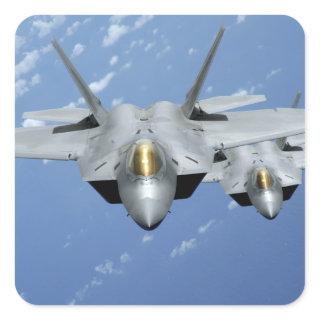 Two F-22 Raptors fly over the Pacific Ocean 2 Square Sticker