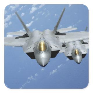 Two F-22 Raptors fly over the Pacific Ocean 2 Square Sticker