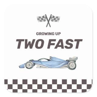 Two Fast Race Car 2nd Boy's Birthday Square Sticke Square Sticker