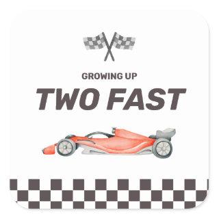 Two Fast Race Car 2nd Boy's Birthday Square Sticker