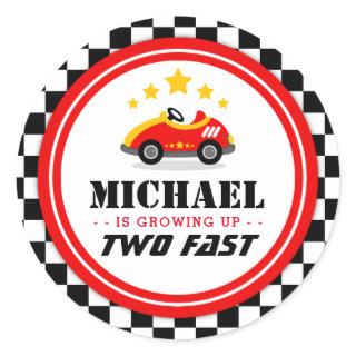 Two fast Race Car party circle Classic Round Sticker