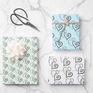 Two Gray Linked Hearts Pattern  Sheets