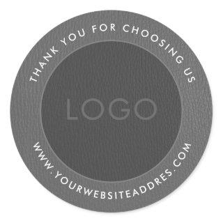 Two gray tones vintage faux leather classic round sticker