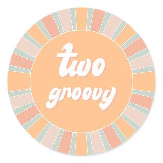 Two Groovy Retro Hippie Birthday Classic Round Sticker
