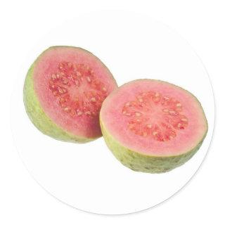 Two halves pink guava classic round sticker