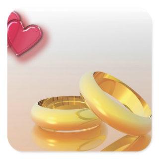 Two Hearts Two Rings Square Sticker