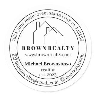 Two House Outlined Logo Real Estate Agent Classic Round Sticker