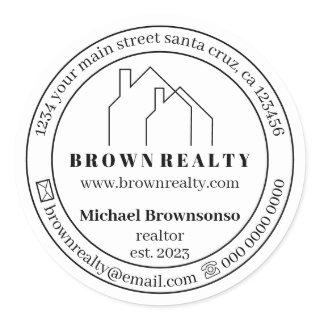 Two House Outlined Logo Real Estate Agent Classic Round Sticker