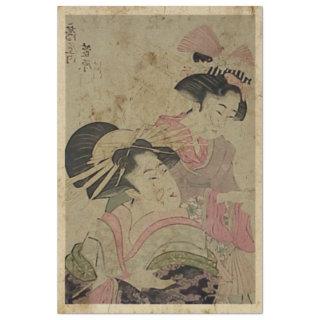 Two Japanese Ladies Woodblock Print Ukiyo Style Tissue Paper